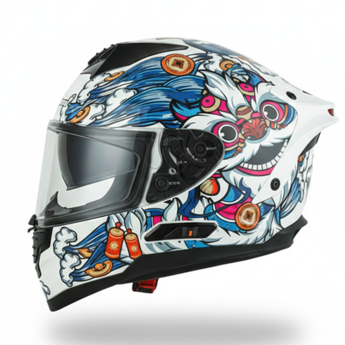 Casque Moto Intégral LED Lion Éveillé Kuqibao | Motorz Legacy