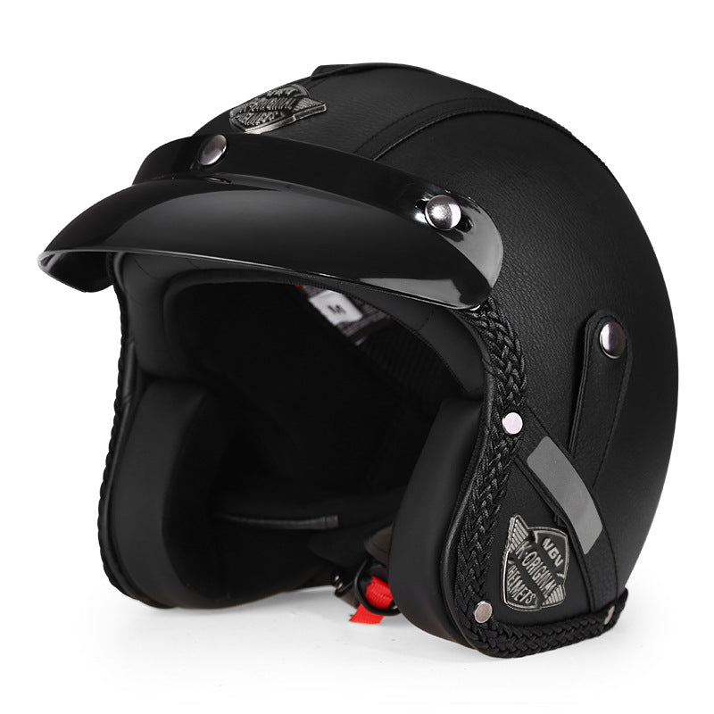 Casque Jet Vintage V-Retro Leather Edition | Motorz Legacy