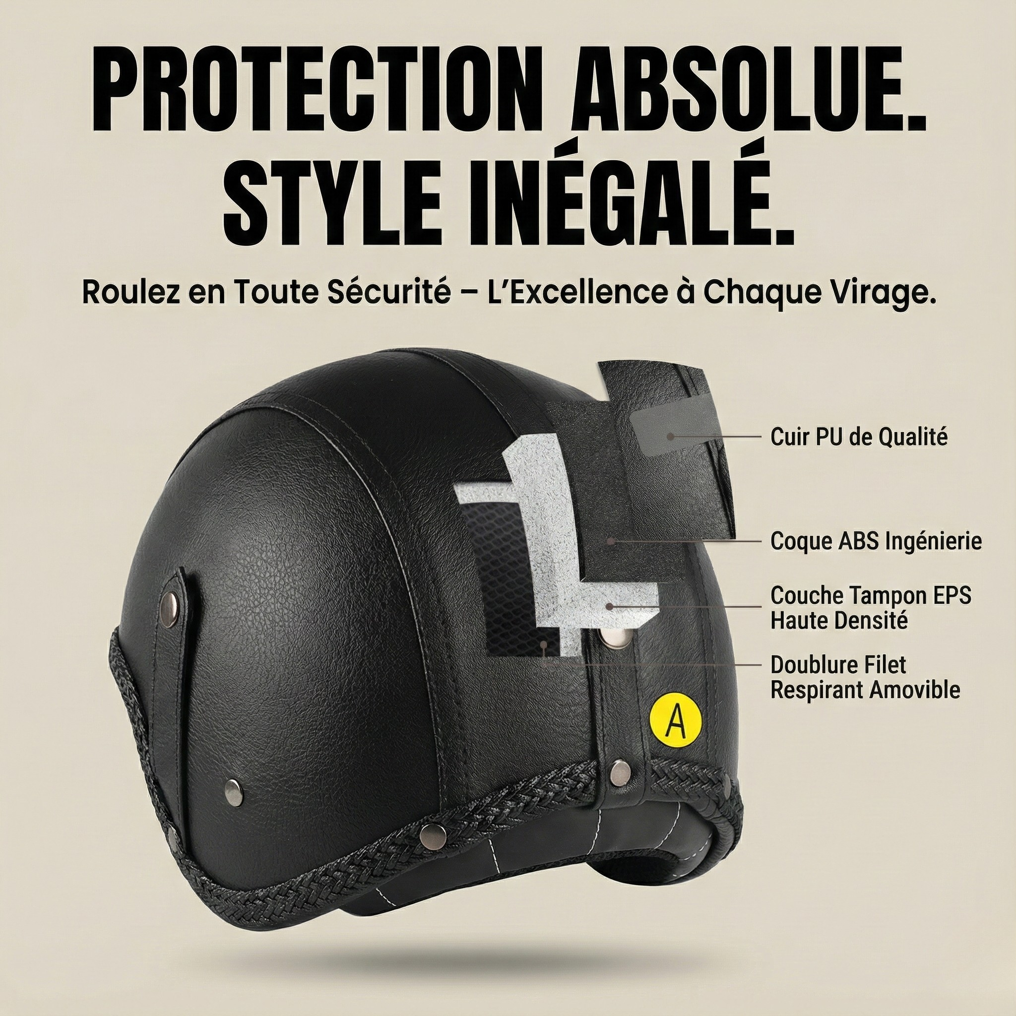 Casque Jet Vintage V-Retro Leather Edition | Motorz Legacy