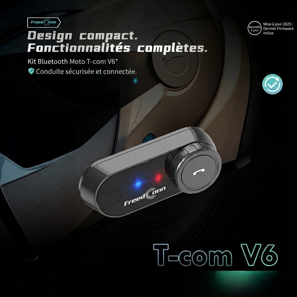 Intercom Moto FreedConn T-COM V6 - vue de profil