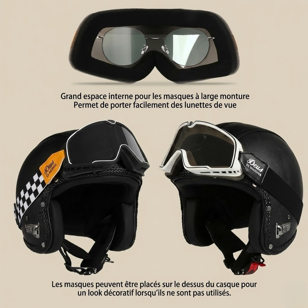 Casque Jet Vintage V-Retro Leather Edition | Motorz Legacy