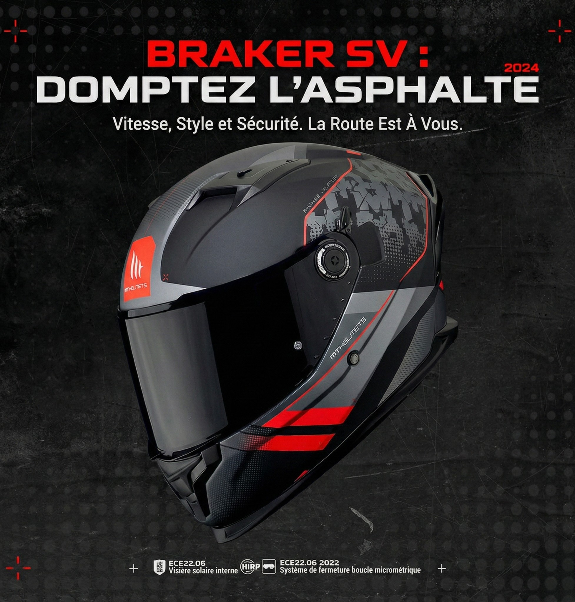 Casque Intégral Braker SV - Éditions Graphiques (Voodoo / Eagle / Dark) MT Helmets | Motorz Legacy