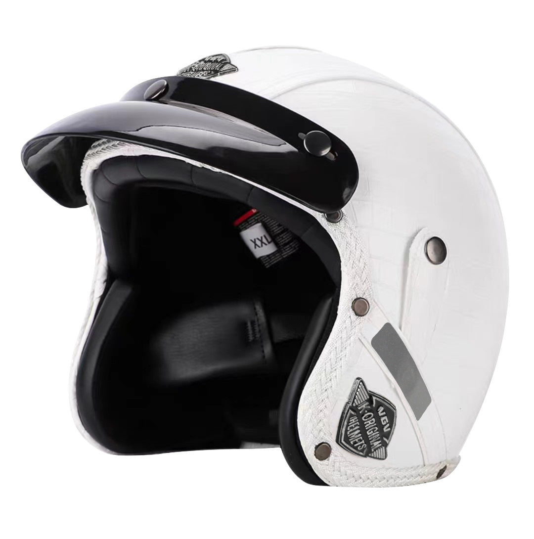 Casque Jet Vintage V-Retro Leather Edition | Motorz Legacy