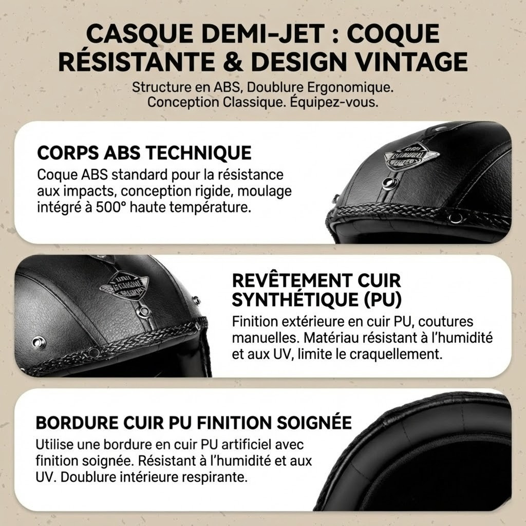 Casque Jet Vintage V-Retro Leather Edition | Motorz Legacy