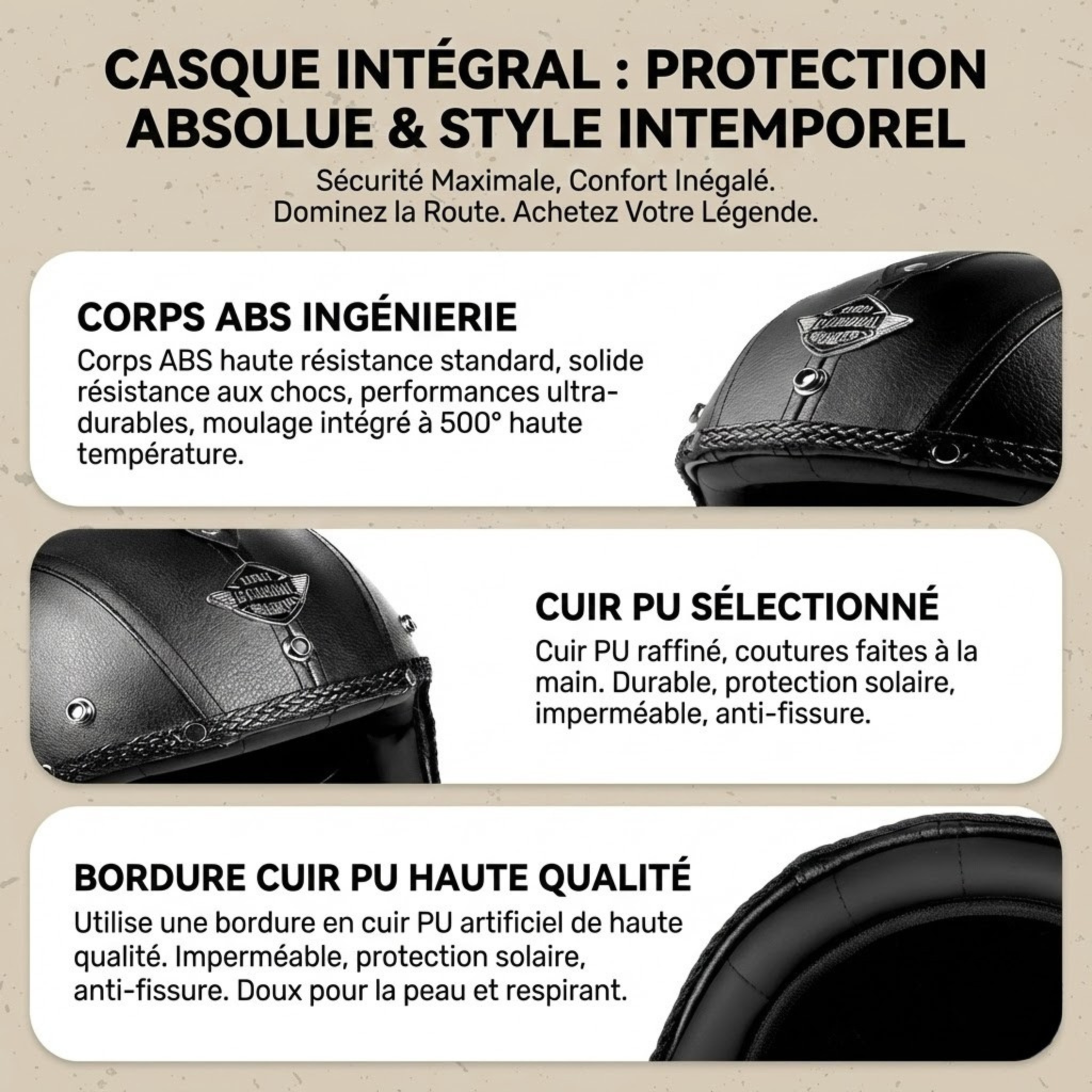 Casque Jet Vintage V-Retro Leather Edition | Motorz Legacy