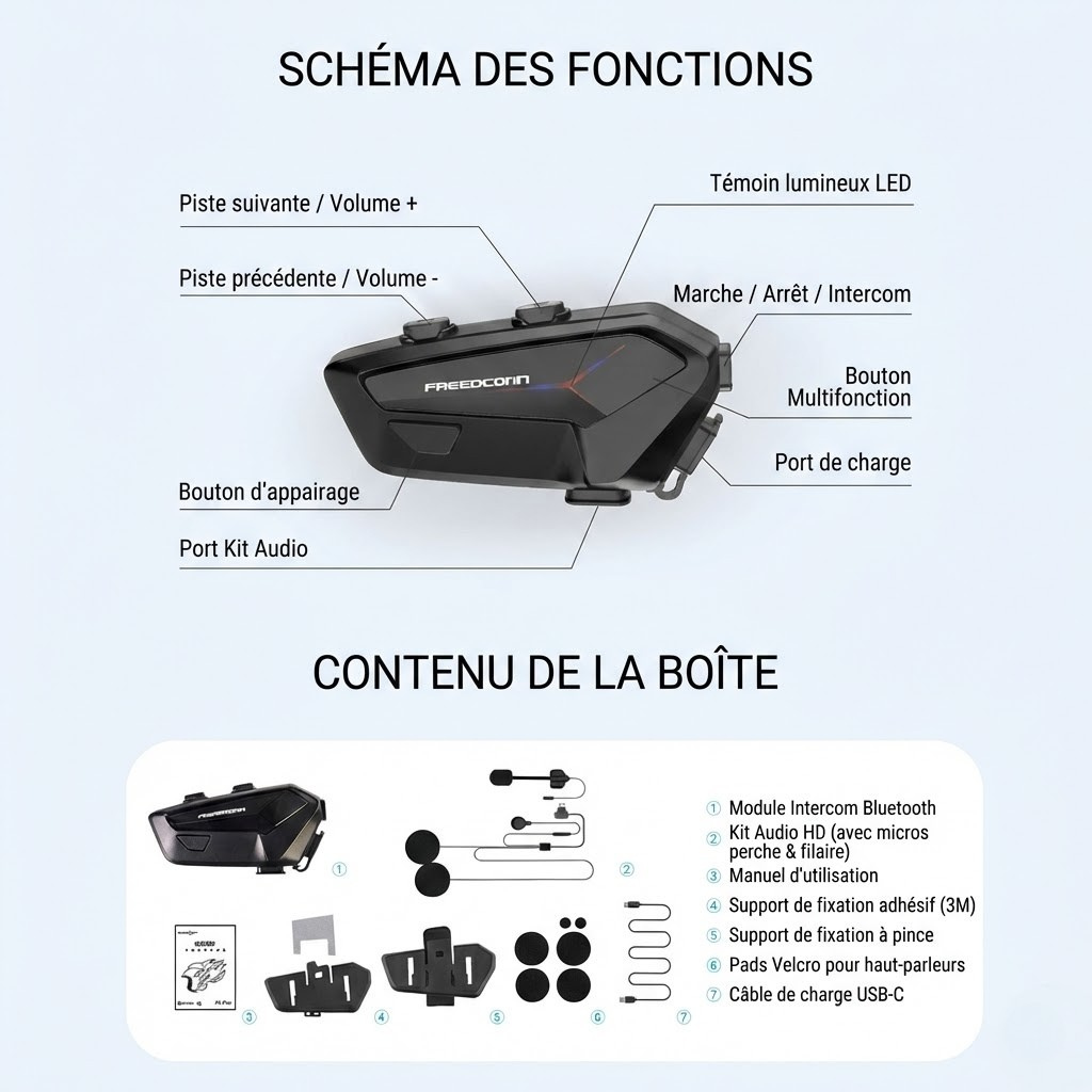 Intercom Moto FreedConn FX Plus Mesh - porté