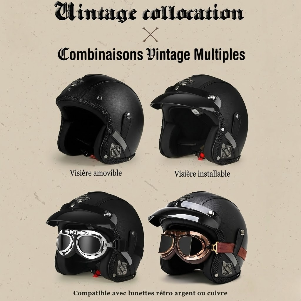 Casque Jet Vintage V-Retro Leather Edition | Motorz Legacy