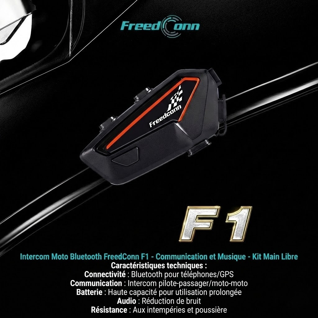 Intercom Moto FREEDCONN F1 - vue de profil