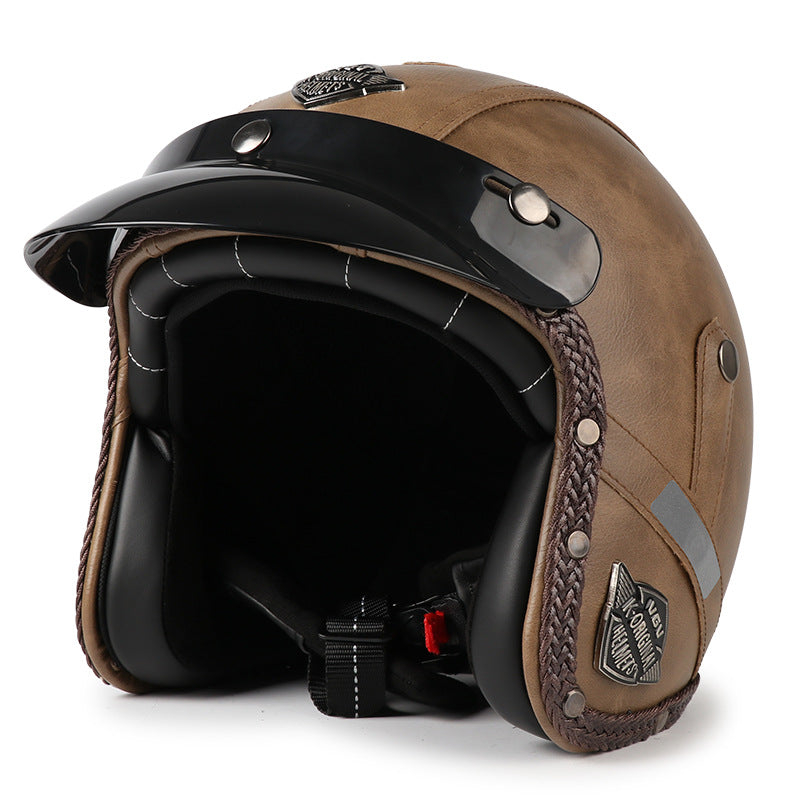 Casque Jet Vintage V-Retro Leather Edition | Motorz Legacy