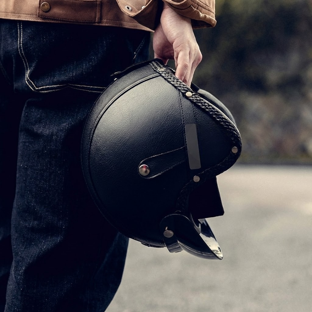 Casque Jet Vintage V-Retro Leather Edition | Motorz Legacy