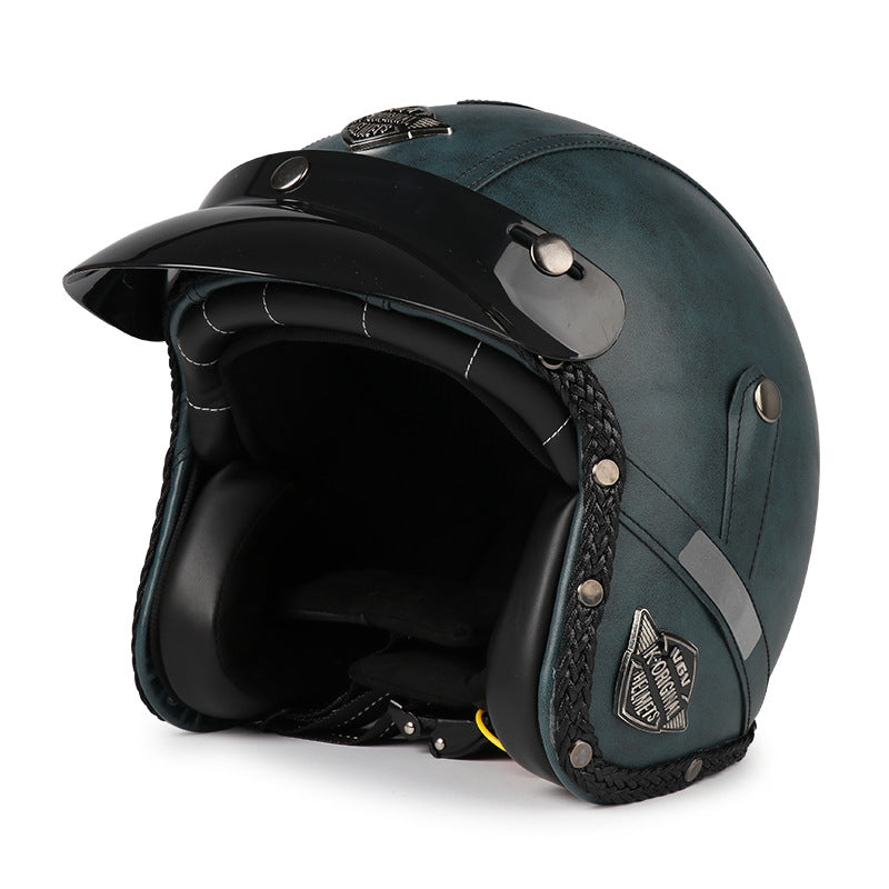 Casque Jet Vintage V-Retro Leather Edition | Motorz Legacy