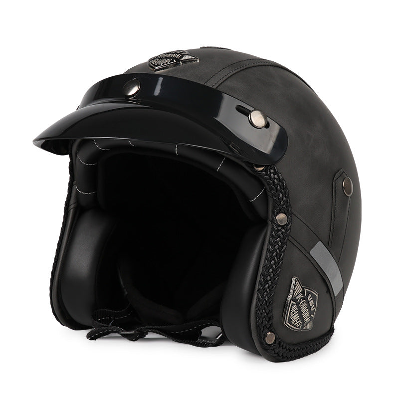 Casque Jet Vintage V-Retro Leather Edition | Motorz Legacy