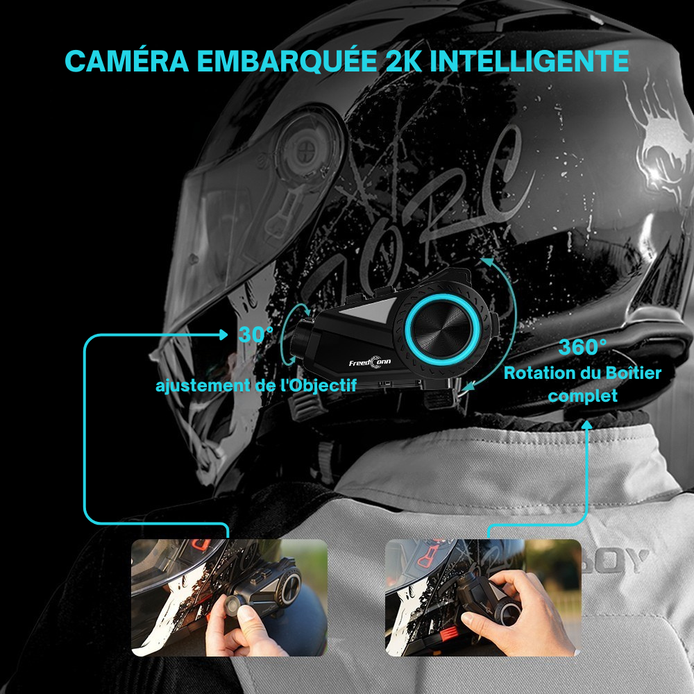 Caméra embarquée 2K intelligente - Intercom moto FreedConn R3 Pro caméra dashcam 2K
