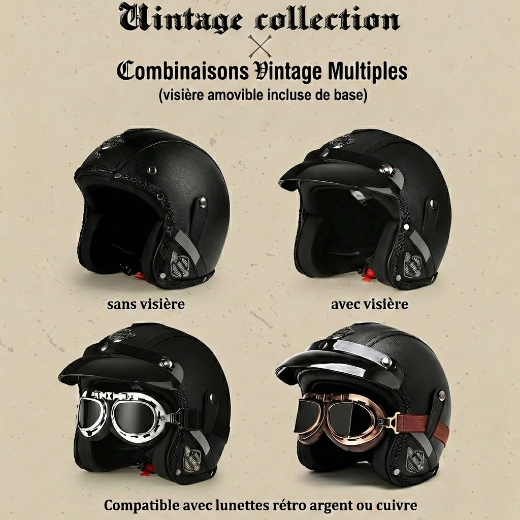 Casque Jet Vintage V-Retro Leather Edition | Motorz Legacy