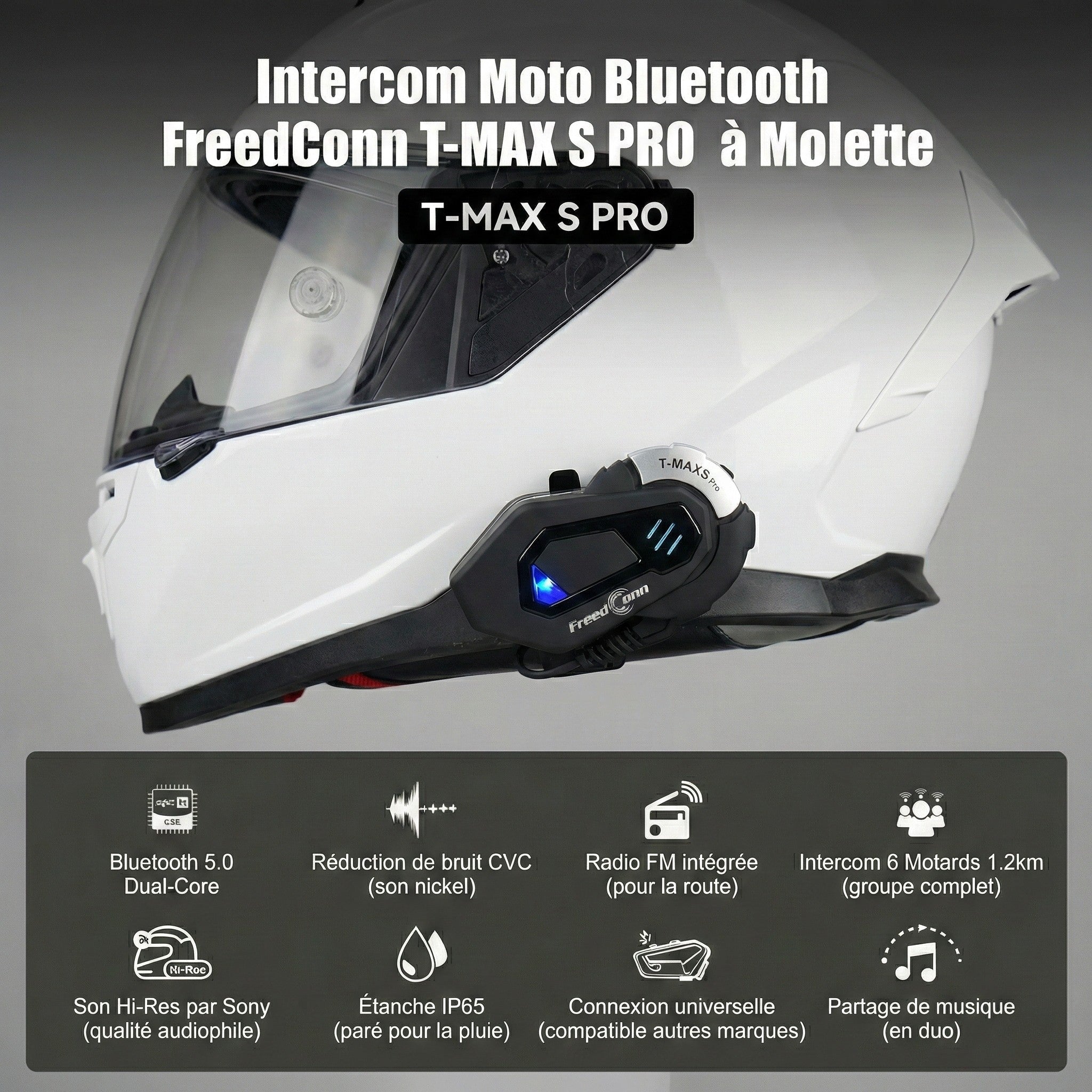 Intercom Moto FreedConn T-MAX S PRO - vue de profil
