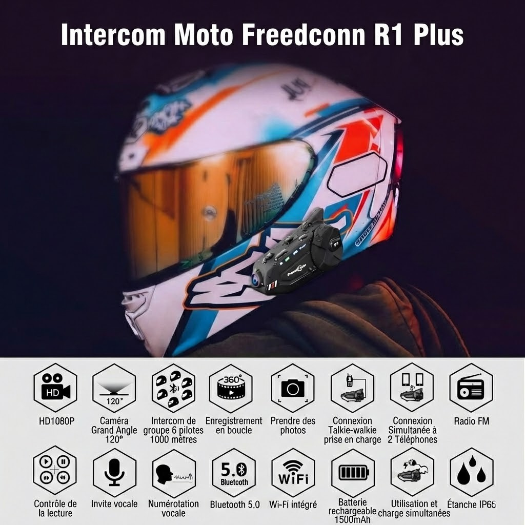 Intercom Moto Freedconn R1 Plus [DUO] – Caméra 1080P | Motorz Legacy