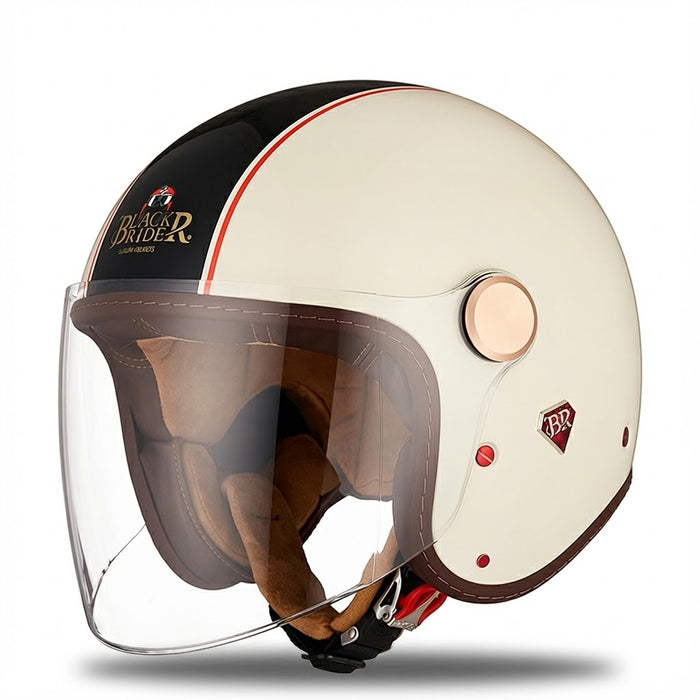Casque Jet Vintage Black Rider Heritage [Fibre] | Motorz Legacy