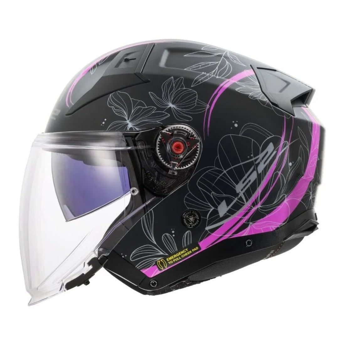 Casque Jet LS2 Infinity II Spring Noir Rose (OF603) | Motorz Legacy