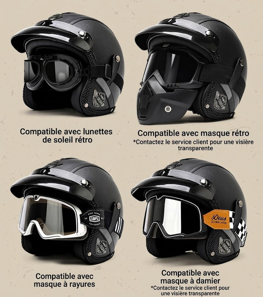 Casque Jet Vintage V-Retro Leather Edition | Motorz Legacy