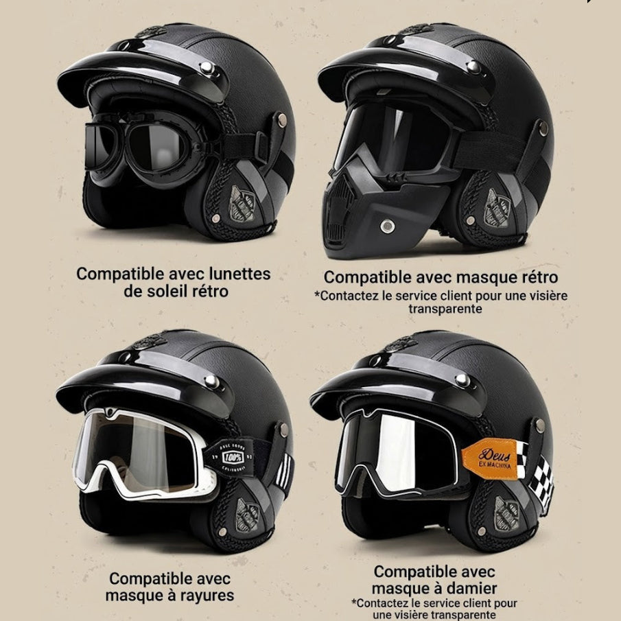 Casque Jet Vintage V-Retro Leather Edition | Motorz Legacy
