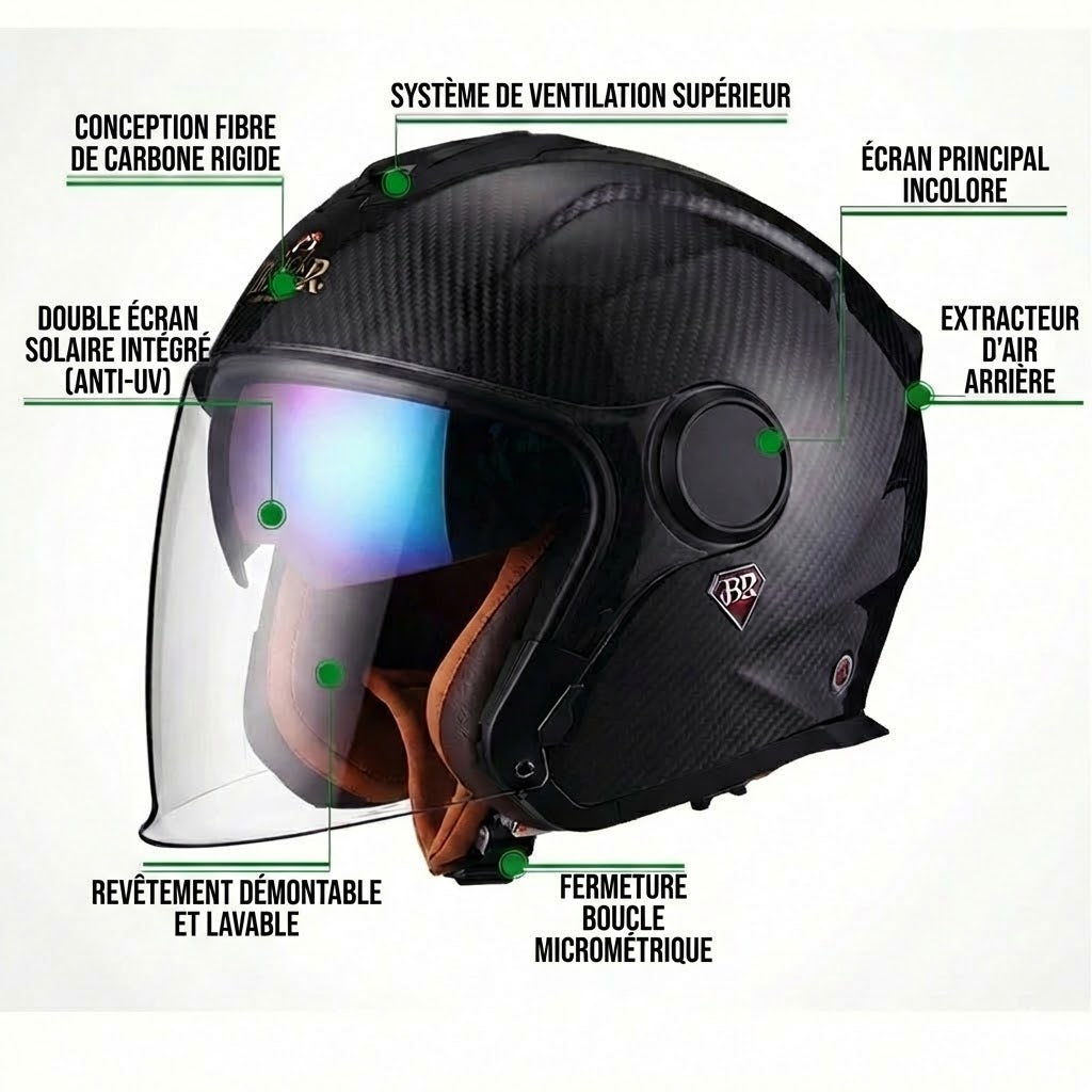 Casque Jet Carbon Spirit Black Rider | Motorz Legacy