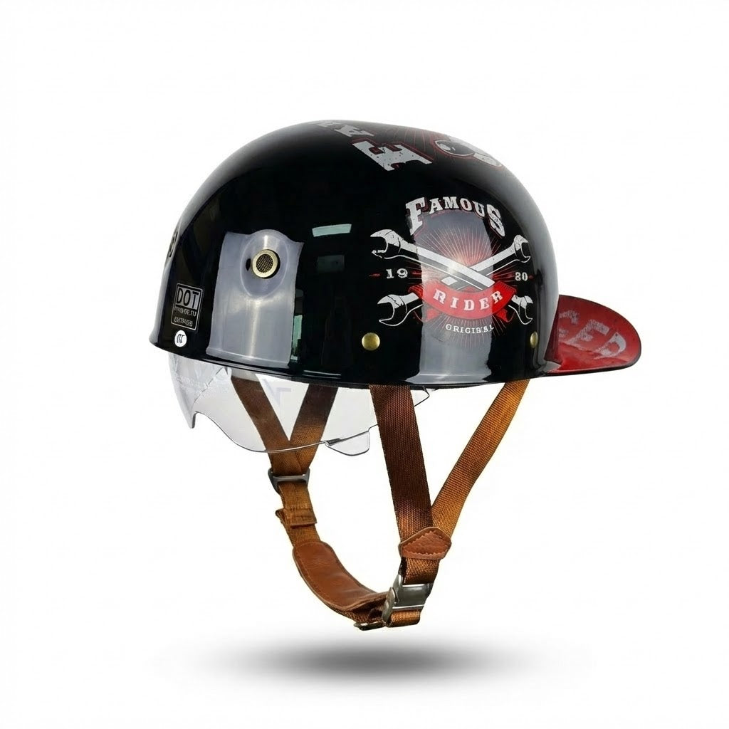 Casque Bol Moto Vintage Style Casquette – Carat Custom | Motorz Legacy